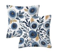 Outdoor Cushions Flower Cushion Covers 65cm x 65cm Set of 2, Sofa Cushions Waterproof Pillow Covers Leaf, Square Linen Decorative Pillows Cases with Invisible Zipper for Garden Furniture, Gifts -3490