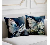 Outdoor Cushions Flower Large Cushion Covers 45 x 45 cm 2 Pack Garden Cushions Butterfly Decorative Pillows Double Sided Printing Pillow Cover for Fall Garden Balcony Blench Halloween Christmas wj-405