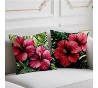Outdoor Cushions Flower Large Cushion Covers 50 x 50 cm 2 Pack Garden Cushions Green Decorative Pillows Double Sided Printing Pillow Covers for Fall Garden Balcony Blench Halloween Christmas wj-449