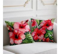 Outdoor Cushions Flower Large Cushion Covers 55 x 55 cm 2 Pack Garden Cushions Green Decorative Pillows Double Sided Printing Pillow Covers for Fall Garden Balcony Blench Halloween Christmas wj-451