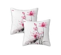 Outdoor Cushions Flower Waterproof Cushions Covers 60 x 60 cm Set of 2 Outdoor Throw Pillow Covers Linen Square Decorative Pillows White for Garden Furniture Bench Living Room Chair Patio Decor Z-450
