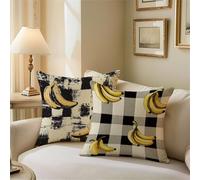 Outdoor Cushions Fruit Cushion Covers 70cm x 70cm Tartan Garden Cushions, Outdoor Cushion Covers Waterproof, Decorative Square Pillowcases with Invisible Zipper for Garden Furniture Sofa Bed Z1-734
