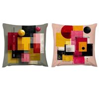 Outdoor Cushions Geometry Cushion Covers 40cm x 40cm Minimalist Velvet Decorative Throw Set of 2 Pillows Cushions Waterproof Modern Square Pillow Cases, for Garden Sofa Chair Bedroom Home Office zj612