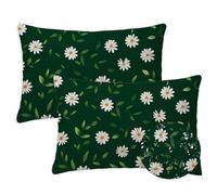 Outdoor Cushions Green Cushion Covers 50x60 cm Waterproof Linen Sofa Pillows Set of 2 Rectangle Garden Cushions Daisy Decorative Pillowcases for Summer Fall Sofa Chair Decor, Gifts for Women S-1070