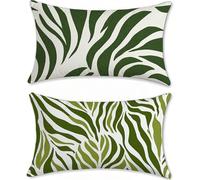 Outdoor Cushions Green Leaves Cushion Covers 16x32in Velvet Garden Cushions Waterproof Set of 2 Sofa Cushion for Outdoor Furniture, Decorative Pillows, Oblong Outside Throw Pillow Covers u-14094