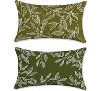 Outdoor Cushions Green Leaves Cushion Covers 20x32in Linen Garden Cushions Waterproof Set of 2 Sofa Cushion for Outdoor Furniture, Decorative Pillows, Sofa Pillows Outside Throw Pillow Covers u-14124