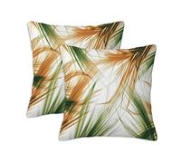 Outdoor Cushions Green Waterproof Cushion Covers 65 x 65 cm, Set of 2 Linen Square Pillow Covers with Invisible Zipper, Lines Throw Pillow for Patio Garden Porch Indoor Living Room Bed Chair S-1041