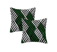 Outdoor Cushions Green Waterproof Cushions Covers 60 x 60 cm Set of 2 Outdoor Throw Pillow Covers Linen Square Decorative Pillows Striped for Garden Furniture Bench Living Room Chair Patio Decor Z-756