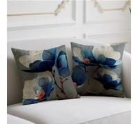 Outdoor Cushions Grey Large Cushion Covers 45 x 45 cm 2 Pack Garden Cushions Flower Decorative Pillows Double Sided Printing Pillow Covers for Fall Garden Balcony Blench Halloween Christmas wj-475