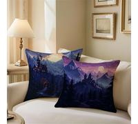 Outdoor Cushions Jungle Cushion Covers 55cm x 55cm Mountain Garden Cushions, Outdoor Cushion Covers Waterproof, Decorative Square Pillowcases with Invisible Zipper for Garden Furniture Sofa Bed Z1-736