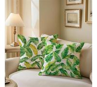 Outdoor Cushions Leaf Cushion Covers 70cm x 70cm Green Garden Cushions, Outdoor Cushion Covers Waterproof, Summer Decorative Square Pillowcases with Invisible Zipper for Garden Furniture Sofa Z1-676