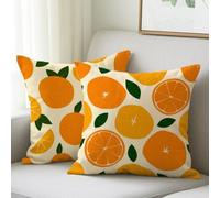 Outdoor Cushions Lemon Cushion Covers 60x60 cm, Waterproof Linen Pillowcases Orange Throw Pillows Square Decorative Pillowcases Set of 2 Sofa Pillows for Home Bed Garden Office Car Fall Decor M-646