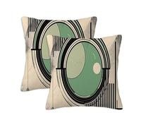 Outdoor Cushions Lines Waterproof Cushion Covers 65 x 65 cm, Set of 2 Linen Square Pillow Covers with Invisible Zipper, Round Throw Pillow for Patio Garden Porch Bench Sofa Living Room Bed Chair S-603
