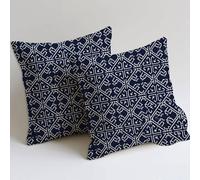 Outdoor Cushions Navy Cushion Covers 35x35 cm Waterproof Soft Large Garden Cushions Pack of 2 Retro Throw Pillow Cases with Zipper Sofa Pillowcases for Summer Fall Farmhouse Decor,Gift for Women C-468
