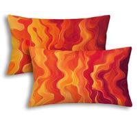 Outdoor Cushions Orange, 2 Pack Waterproof Cushion Covers 40x80 cm, Rectangular Cushion Covers Abstract, Liquid Resistant Double Sided Pillow Cases for Outdoor Garden Furniture Chair Balcony -8554