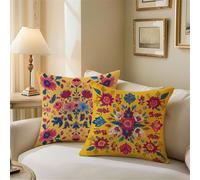 Outdoor Cushions Orange Color Cushion Covers 40cm x 40cm Flower Garden Cushions, Outdoor Cushion Covers Waterproof, Square Pillowcases with Invisible Zipper for Garden Furniture room Sofa Bed Z1-510