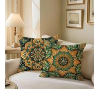 Outdoor Cushions Orange Color Cushion Covers 40cm x 40cm Mandala Garden Cushions, Outdoor Cushion Covers Waterproof, Square Pillowcases with Invisible Zipper for Garden Furniture Sofa Bed Z1-742