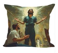 Outdoor Cushions Pack of 2, 45x45cm, Linen Spring Summer Decor Cushion Covers, Divine Man, Double Sided Pattern Throw Pillow Case, Garden Patio Furniture Sofa Decor, A Gift for a Lady ZY1X-655