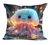 Outdoor Cushions Pack of 2, 45x45cm, Linen Spring Summer Decor Cushion Covers, Jellyfish Animals, Double Sided Pattern Throw Pillow Case, Garden Patio Furniture Sofa Decor, A Gift for a Lady ZY1X-706