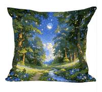 Outdoor Cushions Pack of 2, 55x55cm, Linen Spring Summer Decor Cushion Covers, Forest Dream, Double Sided Pattern Throw Pillow Case, Garden Patio Furniture Sofa Decor, A Gift for a Lady ZY1X-634
