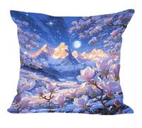 Outdoor Cushions Pack of 2, 55x55cm, Linen Spring Summer Decor Cushion Covers, Moon Peach Blossoms, Double Sided Pattern Throw Pillow Case, Garden Patio Furniture Sofa Decor, A Gift for a Lady ZY1X915