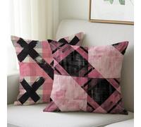 Outdoor Cushions Pink Cushion Covers 20x20 cm, Waterproof Velvet Pillowcases Black Throw Pillows Square Decorative Pillowcases Set of 2 Outdoor Pillows for Home Bed Garden Office Car Fall Decor M-518