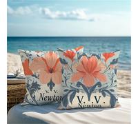 Outdoor Cushions Pink Cushion Covers 80x80cm Set of 2 Flower Garden Cushions Square Waterproof Velvet Throw Pillow Covers with Invisible Zipper for Garden Living Room Sofa Farmhouse Autumn Decor ZF-92