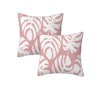 Outdoor Cushions Pink Waterproof Cushions Covers 85 x 85 cm Set of 2 Outdoor Throw Pillow Covers Linen Square Decorative Pillows Leaf for Garden Furniture Bench Living Room Chair Patio Decor Z-384