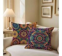 Outdoor Cushions Purple Cushion Covers 60cm x 60cm Mandala Garden Cushions, Outdoor Cushion Covers Waterproof, Summer Square Pillowcases with Invisible Zipper for Garden Furniture Sofa Bed Z1-688