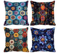 Outdoor Cushions Purple Cushion Covers 80 x 80 Pack of 4 Square Sofa Pillows Geometry, Outdoor Soft Decorative Pillows Covers for Spring Summer Patio Garden Furniture Bench Couch Home Decor Gifts d2-X