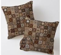 Outdoor Cushions Retro Cushion Covers 30x30 cm Waterproof Linen Large Garden Cushions Pack of 2 Abstract Throw Pillow Cases Square Sofa Pillowcases for Summer Fall Farmhouse Decor,Gift for Women C-352