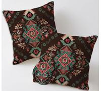 Outdoor Cushions Retro Cushion Covers 30x30 cm Waterproof Linen Large Garden Cushions Pack of 2 Tribal Throw Pillow Cases Square Sofa Pillowcases for Summer Fall Farmhouse Decor, Gifts for Women C-332