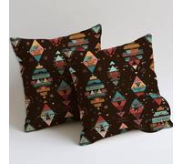 Outdoor Cushions Retro Cushion Covers 55x55 cm Waterproof Soft Large Garden Cushions Pack of 2 Tribal Throw Pillow Cases Square Sofa Pillowcases for Summer Fall Farmhouse Decor, Gifts for Women C-348