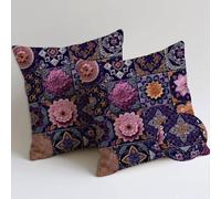 Outdoor Cushions Retro Cushion Covers 60x60 cm Waterproof Soft Large Garden Cushions Pack of 2 Floral Throw Pillow Cases Square Sofa Pillowcases for Summer Fall Farmhouse Decor, Gifts for Women C-360