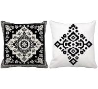 Outdoor Cushions Retro Cushion Covers 75 x 75 Pack of 2 Square Sofa Pillows Geometry, Outdoor Waterproof Soft Decorative Pillows Covers for Summer Patio Garden Furniture Bench Couch Home Decor -w1111a