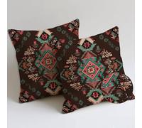 Outdoor Cushions Retro Cushion Covers 80x80 cm Waterproof Soft Large Garden Cushions Pack of 2 Tribal Throw Pillow Cases Square Sofa Pillowcases for Summer Fall Farmhouse Decor, Gifts for Women C-332