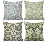 Outdoor Cushions Sage Green Cushion Covers 45 x 45 Pack of 4 Square Sofa Pillows Rural, Outdoor Waterproof Linen Decorative Pillows Covers for Summer Patio Garden Furniture Home Decor Gifts h14-3