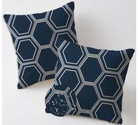 Outdoor Cushions Simple Cushion Covers 55x55 cm Waterproof Linen Large Garden Cushions Pack of 2 Grid Throw Pillow Cases Square Sofa Pillowcases for Summer Fall Farmhouse Decor, Gifts for Women C-820