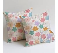 Outdoor Cushions Simple Cushion Covers 55x55 cm Waterproof Soft Large Garden Cushions Pack of 2 Plant Throw Pillow Cases Square Sofa Pillowcases for Summer Fall Farmhouse Decor, Gifts for Women C-864