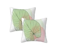 Outdoor Cushions Simple Waterproof Cushions Covers 35 x 35 cm Set of 2 Outdoor Throw Pillow Covers Linen Square Decorative Pillows Leaf for Garden Furniture Bench Living Room Chair Patio Decor Z-666