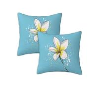 Outdoor Cushions Simple Waterproof Cushions Covers 80 x 80 cm Set of 2 Outdoor Throw Pillow Covers Linen Square Decorative Pillows Flower for Garden Furniture Bench Living Room Chair Patio Decor Z-640
