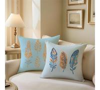 Outdoor Cushions Sky Blue Cushion Covers 35cm x 35cm Feather Garden Cushions, Outdoor Cushion Covers Waterproof Decorative Square Pillowcases with Invisible Zipper for Garden Furniture Sofa Bed Z1-512