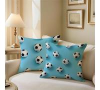 Outdoor Cushions Sky Blue Cushion Covers 65cm x 65cm Football Garden Cushions, Outdoor Cushion Covers Waterproof, Summer Square Pillowcases with Invisible Zipper for Garden Furniture Sofa Bed Z1-762