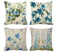 Outdoor Cushions Soft 70 X 70 Set of 4, Sage Green Cushion Covers Flower Square Sofa Pillows Covers with Invisible Zipper for Livingroom Outdoor Patio Garden Bench Summer Decorative Pillows 7-1X