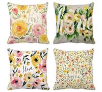 Outdoor Cushions Soft 75 X 75 Set of 4, Rural Cushion Covers Japanese Style Square Sofa Pillows Covers with Invisible Zipper for Livingroom Outdoor Patio Garden Bench Summer Decorative Pillows M-4A