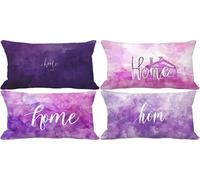 Outdoor Cushions Soft Set of 4 30 x 50 Cushion Covers Purple Decorative Pillows Cover Letter Double-Sided Pattern Design with Invisible Zip, Summer Fall Outdoor Garden Patio Room Decor Gifts 6j-H