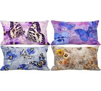 Outdoor Cushions Soft Set of 4 50 x 70 Cushion Covers Purple Decorative Pillows Cover Butterfly Double-Sided Pattern Design with Invisible Zip, Summer Fall Outdoor Garden Patio Room Decor Gifts 4j-B