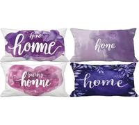 Outdoor Cushions Soft Set of 4 50 x 70 Cushion Covers Purple Decorative Pillows Cover Letter Double-Sided Pattern Design with Invisible Zip, Summer Fall Outdoor Garden Patio Room Decor Gifts 1h-3
