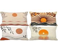 Outdoor Cushions Soft Set of 4 50 x 80 Cushion Covers Burnt Orange Decorative Pillows Cover Northern Europe Double-Sided Pattern Design with Invisible Zip, Outdoor Garden Patio Room Decor 12f-05