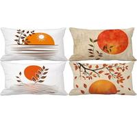 Outdoor Cushions Soft Set of 4 50 x 80 Cushion Covers Burnt Orange Decorative Pillows Cover Simple Double-Sided Pattern Design with Invisible Zip, Summer Outdoor Garden Patio Room Decor Gifts 21t-9